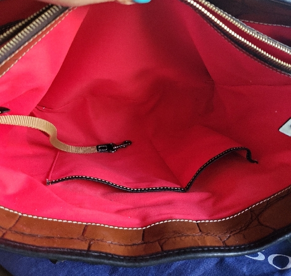 Dooney & Bourke Croc-Embossed Cognac and Black Dover Tote - Picture 7 of 13